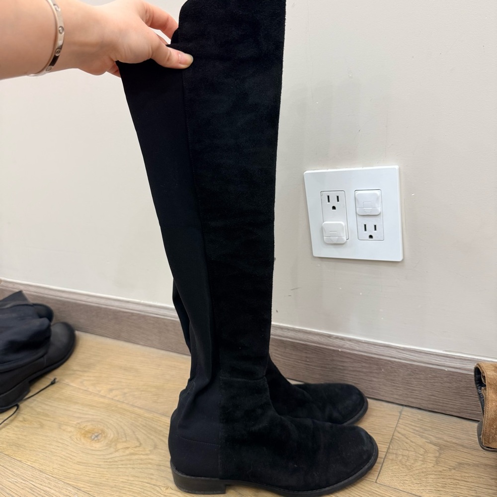 Stuart Weitzman Black 5050 Over-the-Knee Boots Suede